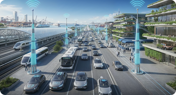 Rectangle 72 uture city transport network with connected vehicles and intelligent mobility technology